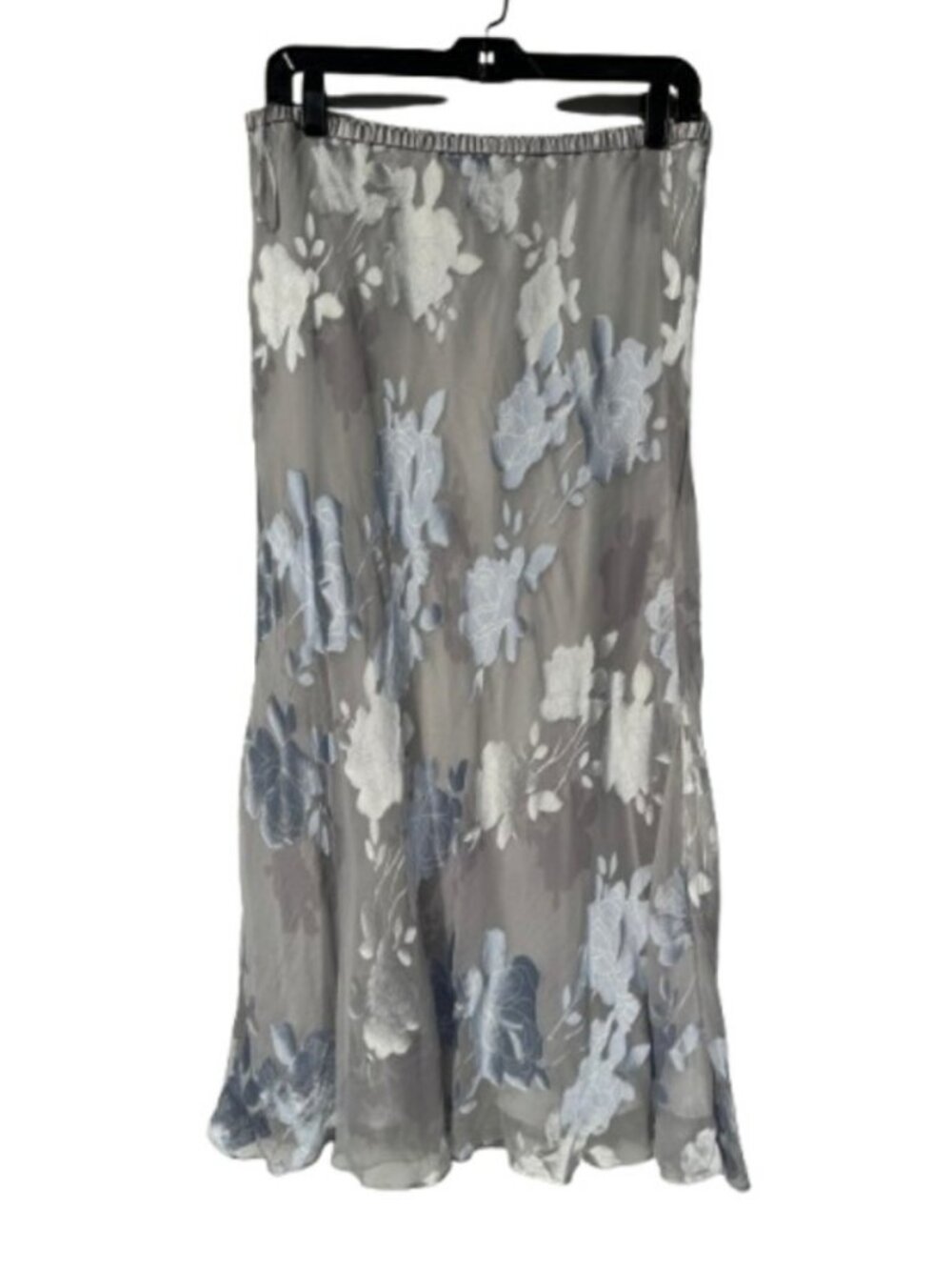 Jacques Vert floral maxi skirt silver, blue women's size 12